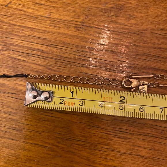 NWT Rachel Zoe Gold Chain Necklace W/Fixed Barrel Pendant Rhinestone Sides 16-18 - Picture 6 of 7